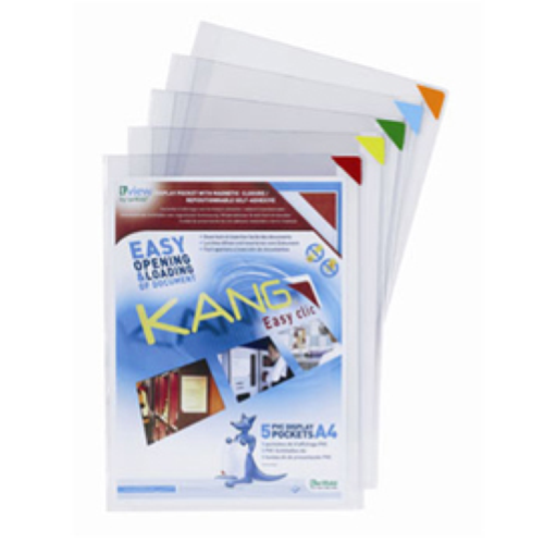 Confezione 5 tasche a L con retro adesivo f.to A4 multicolor Djois